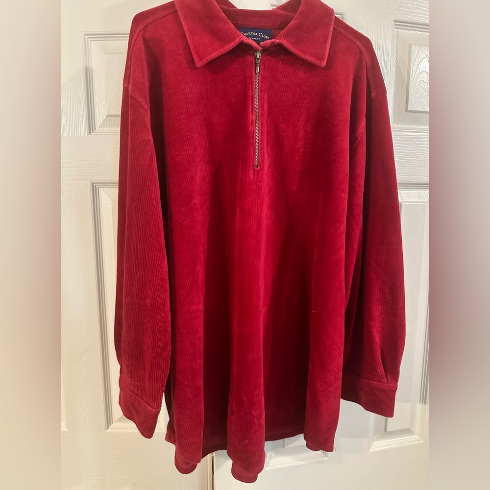Charter Club red velour tunic
